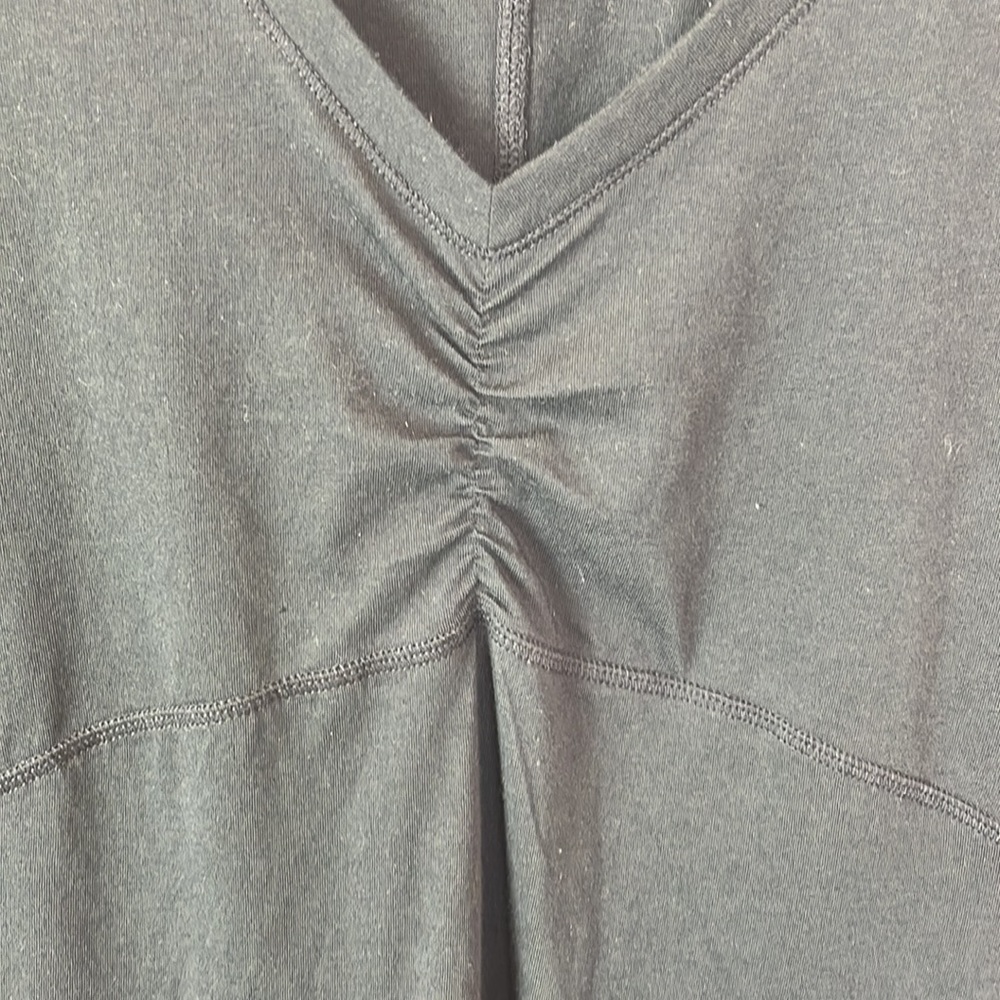 Lole T-Shirt Dress Women Size L Black Ruched Bustline Sleeveless Athletic - Picture 9 of 14